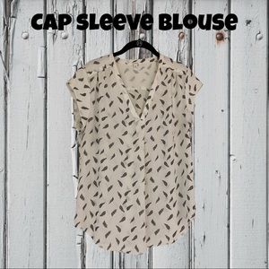 Cap sleeves over head v neck blouse